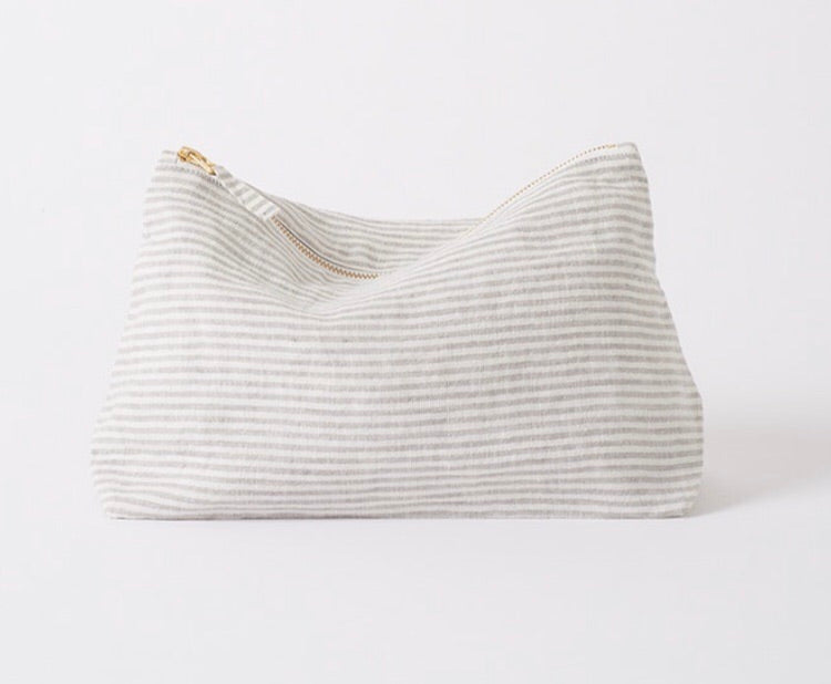 Linen Stripe Wash Bag